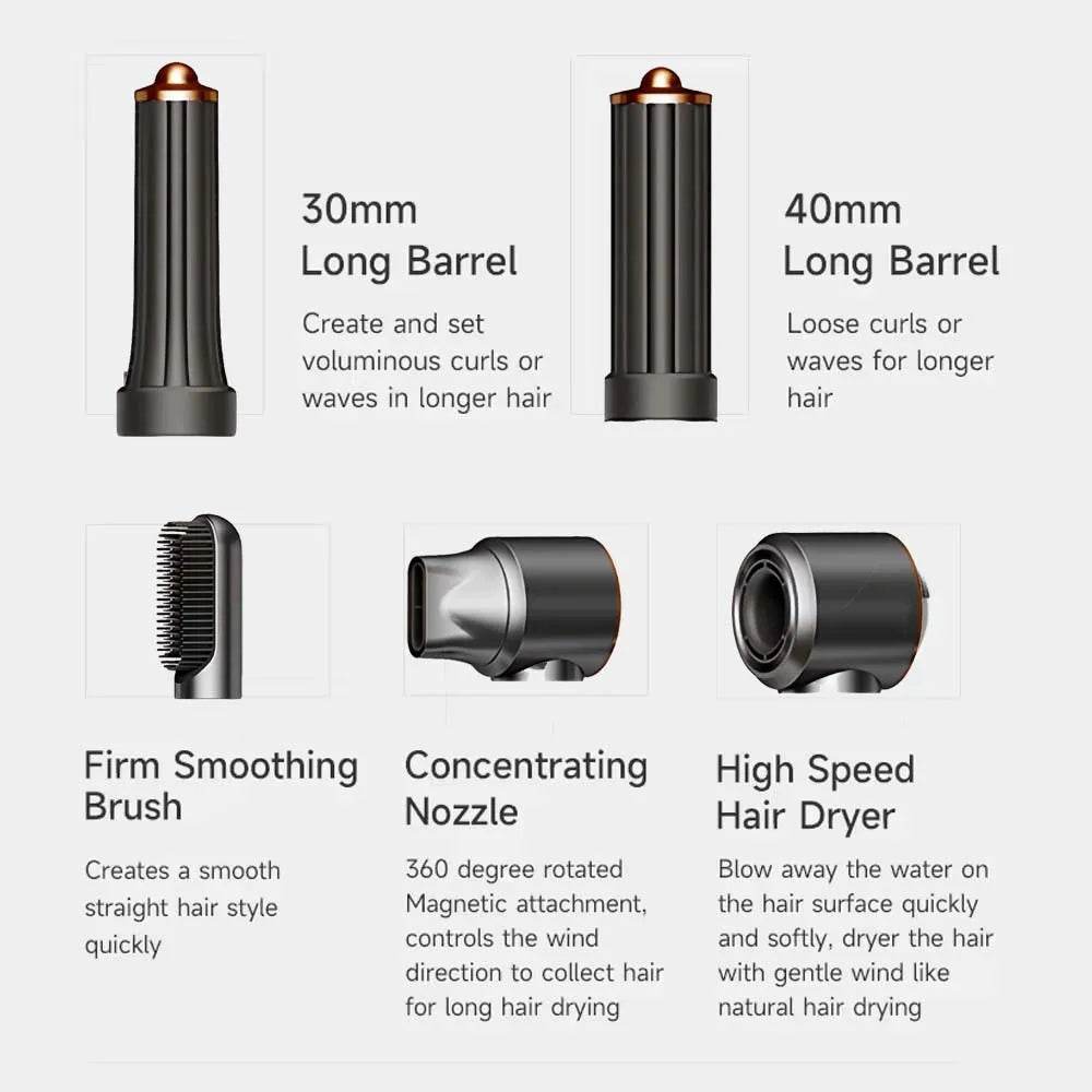 Sèche-cheveux 5 en 1 IFINE, ionique, 1300 W, 3 vitesses, boucles, 110/220 V