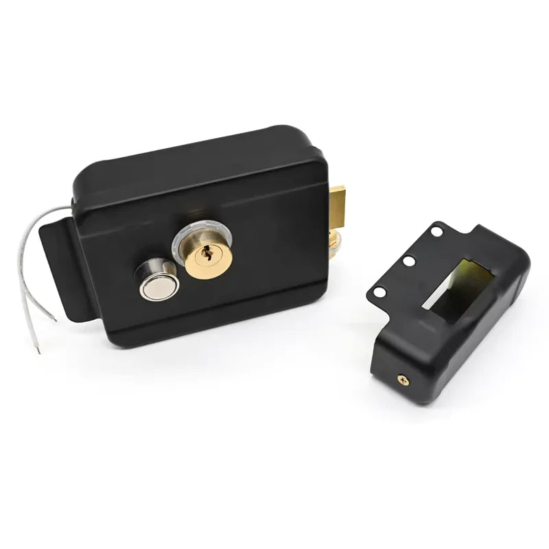 Serrure de porte électrique à double cylindre haute sécurité, compatible avec les clés intelligentes pour la maison connectée (intérieur/extérieur), 12 V.