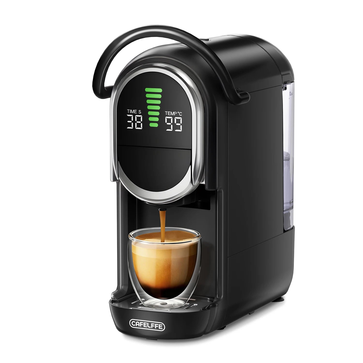 Machine à café Cafelffe MK-609S 6 en 1 : pression 20 bars, 7 niveaux d'eau réglables, réservoir 600 ml, eau chaude/froide, expresso, format compact.