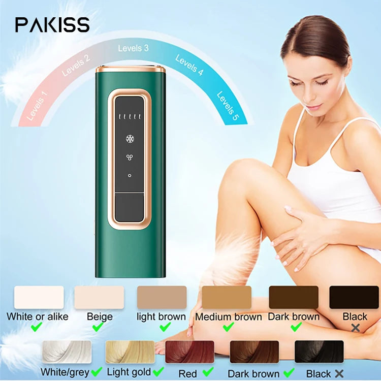 PAKISS Nouvelle machine d'épilation laser IPL électrique, permanente et indolore, pour une utilisation à domicile