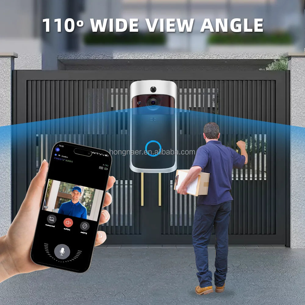 Sonnette vidéo sans fil intelligente Hongnaer 2MP avec interphone et batterie Kement