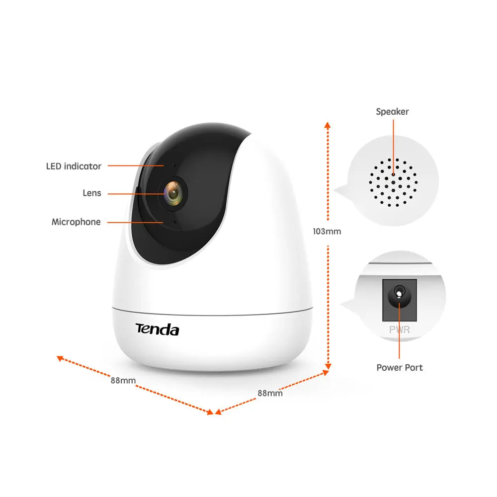 Tenda CP7 Caméra de Surveillance 4 MP | Wi-Fi, Vision Nocturne 360°, H.265 pour Maison, Bébés et Animaux