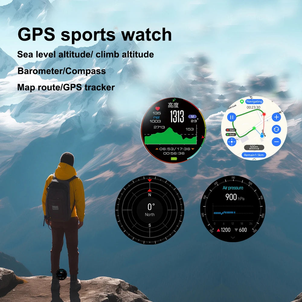 Montre Connectée Sport GPS IA – 5ATM, AMOLED, Assistant Vocal & 30 Jours Autonomie