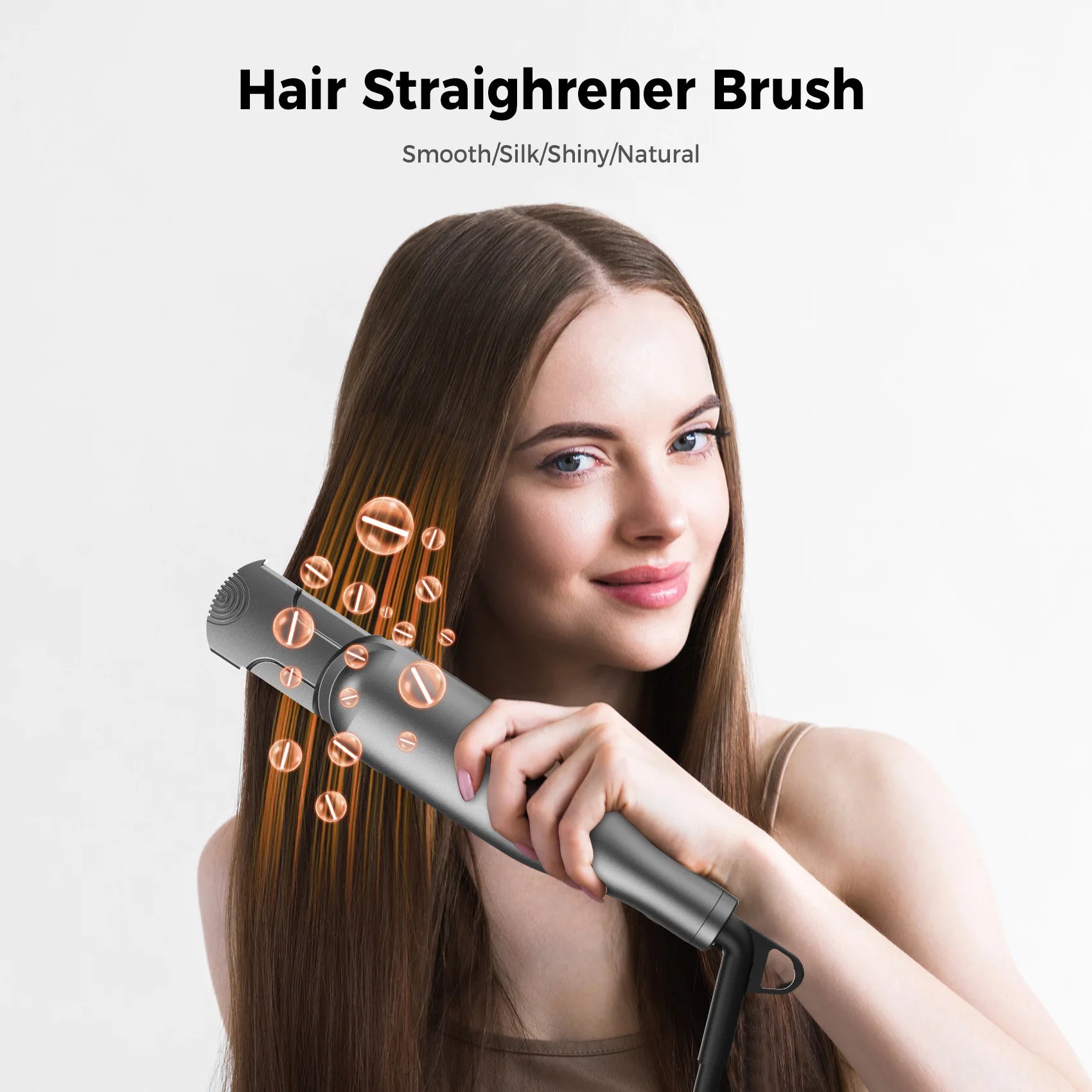 Lisseur/Boucleur à ions négatifs, brosse à boucler double usage, 10 réglages de température pour des boucles à crêpes