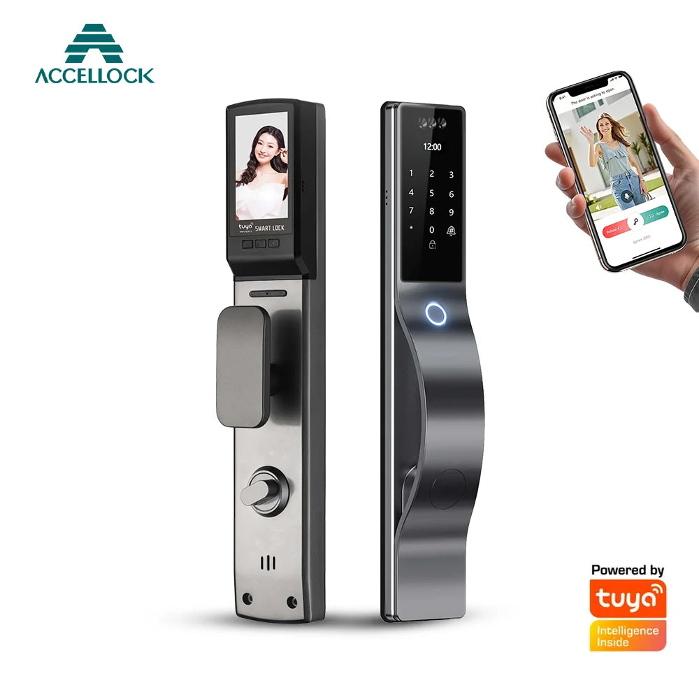 Serrure connectée ACCELLOCK WQ15, WiFi, Tuya, empreinte/visage/carte/code/clé, Grade C