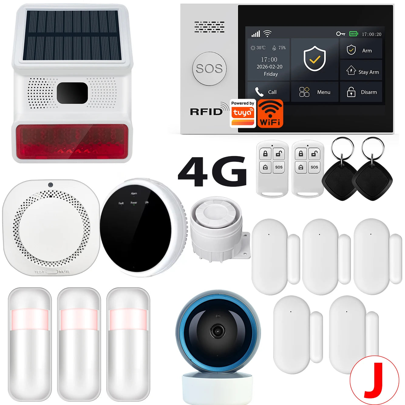 Système d'alarme de sécurité domestique intelligent Tuya TY-107 GSM avec alarme antivol portable 4G WiFi.