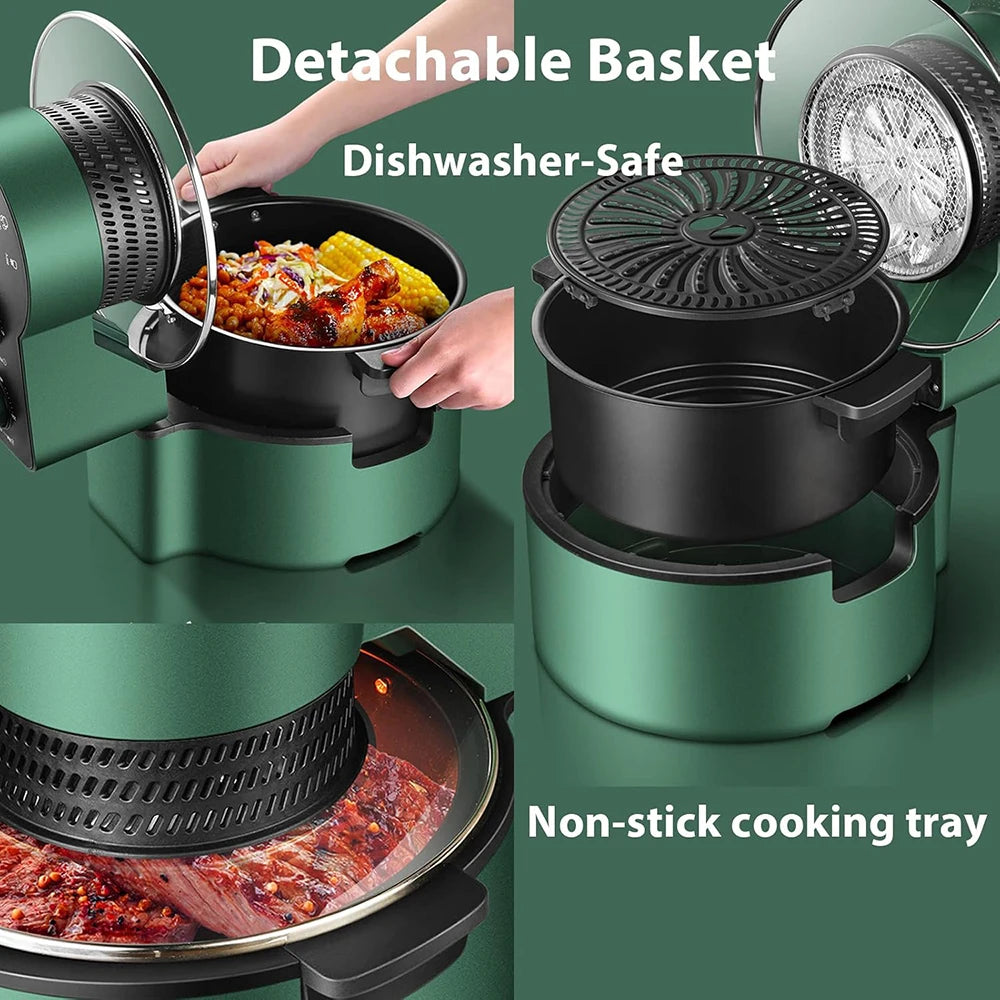 Air Fryer 8 L Multifonction | Rotation 360°, Sans Huile, Température Réglable et Minuterie Digitale