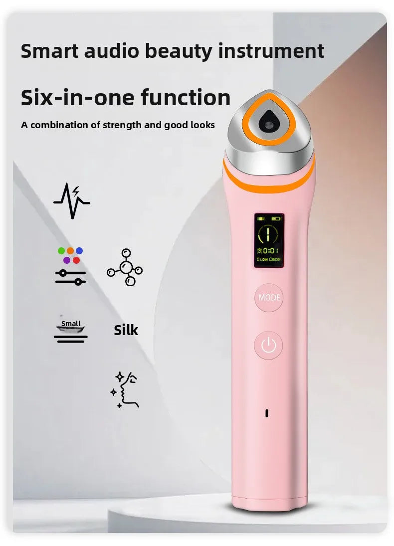 Masseur Facial Microcourant Portable 6-en-1 | Appareil Beauté Anti-Âge, Raffermissant et Éclat du Teint