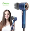 Sèche-cheveux sans balais double tension haute vitesse avec support, brosse lissante multifonction pour une utilisation en extérieur, sèche-cheveux OEM basse consommation.