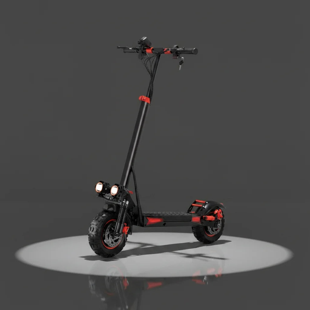 Trottinette électrique tout-terrain haute puissance pour adultes, double phare avant, gros pneus à crampons, suspension intégrale, pliable, vente en gros usine