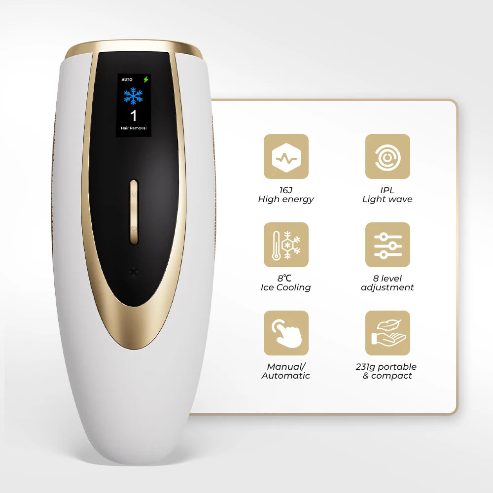 Épilateur IPL Portable | 500 000 Flashs, Refroidissement par Glace et Épilation Durable à Domicile