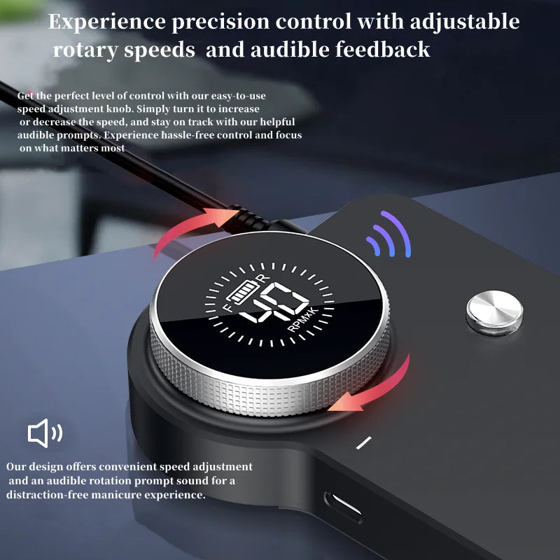 WELLSTRY Nouvelle arrivée Perceuse à ongles portable rechargeable sans balais 40000 tr/min Embouts en tungstène et acier inoxydable