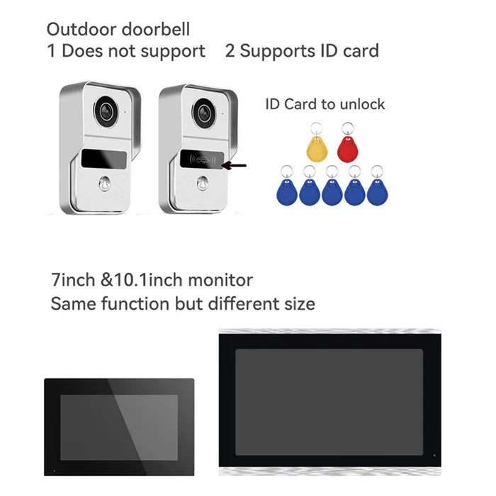 Sonnette vidéo filaire 1080p 7 pouces avec moniteur intérieur et interphone Wi-Fi intégré