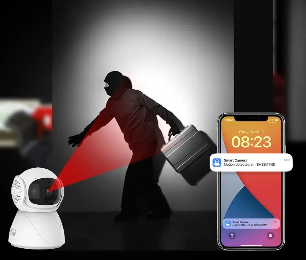 Caméra de surveillance extérieure YIIoT 2,4 GHz/5 GHz Wi-Fi IP PTZ 1080p dôme 2 MP avec détection de mouvement et réseau sans fil
