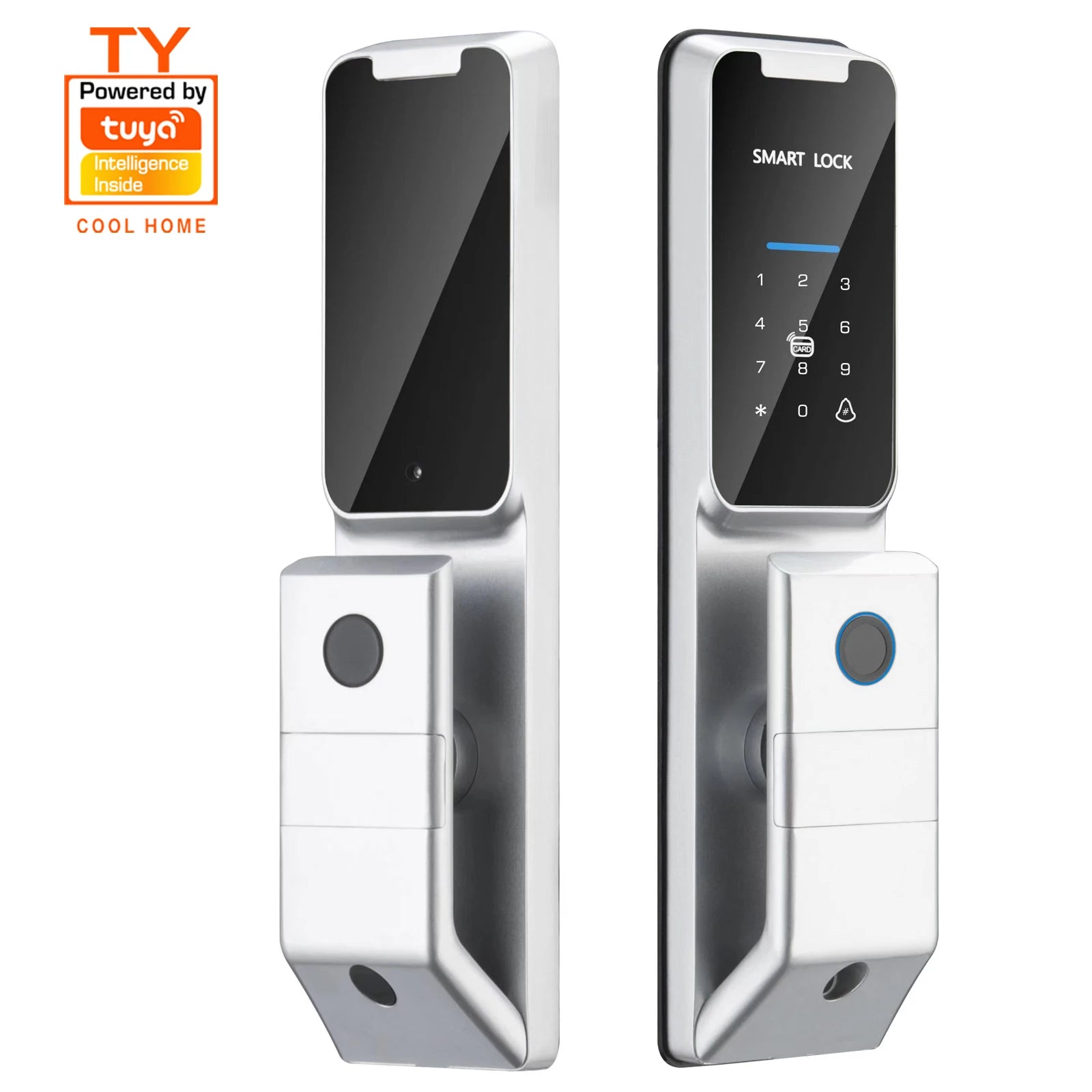 Serrure de porte intelligente numérique automatique TUYA avec clé Wi-Fi, empreinte digitale et mot de passe, et sonnette intégrée