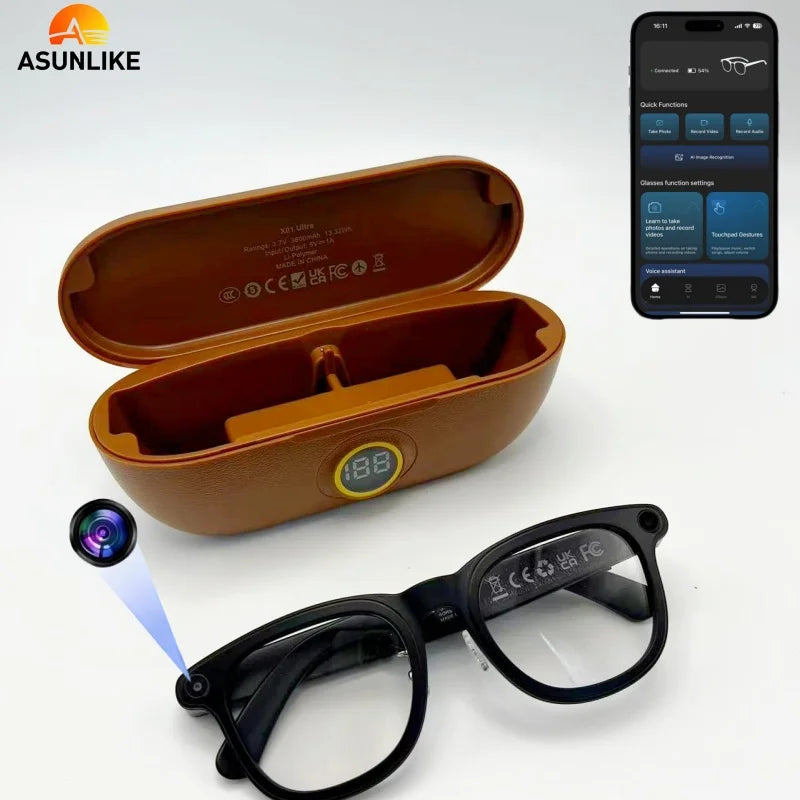 Lunettes IA X01 Ultra – Caméra 8MP, WiFi, ChatGPT & Appel BT | IPX6
