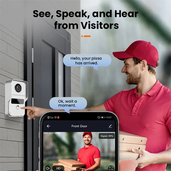 Sonnette vidéo filaire 1080p 7 pouces avec moniteur intérieur et interphone Wi-Fi intégré