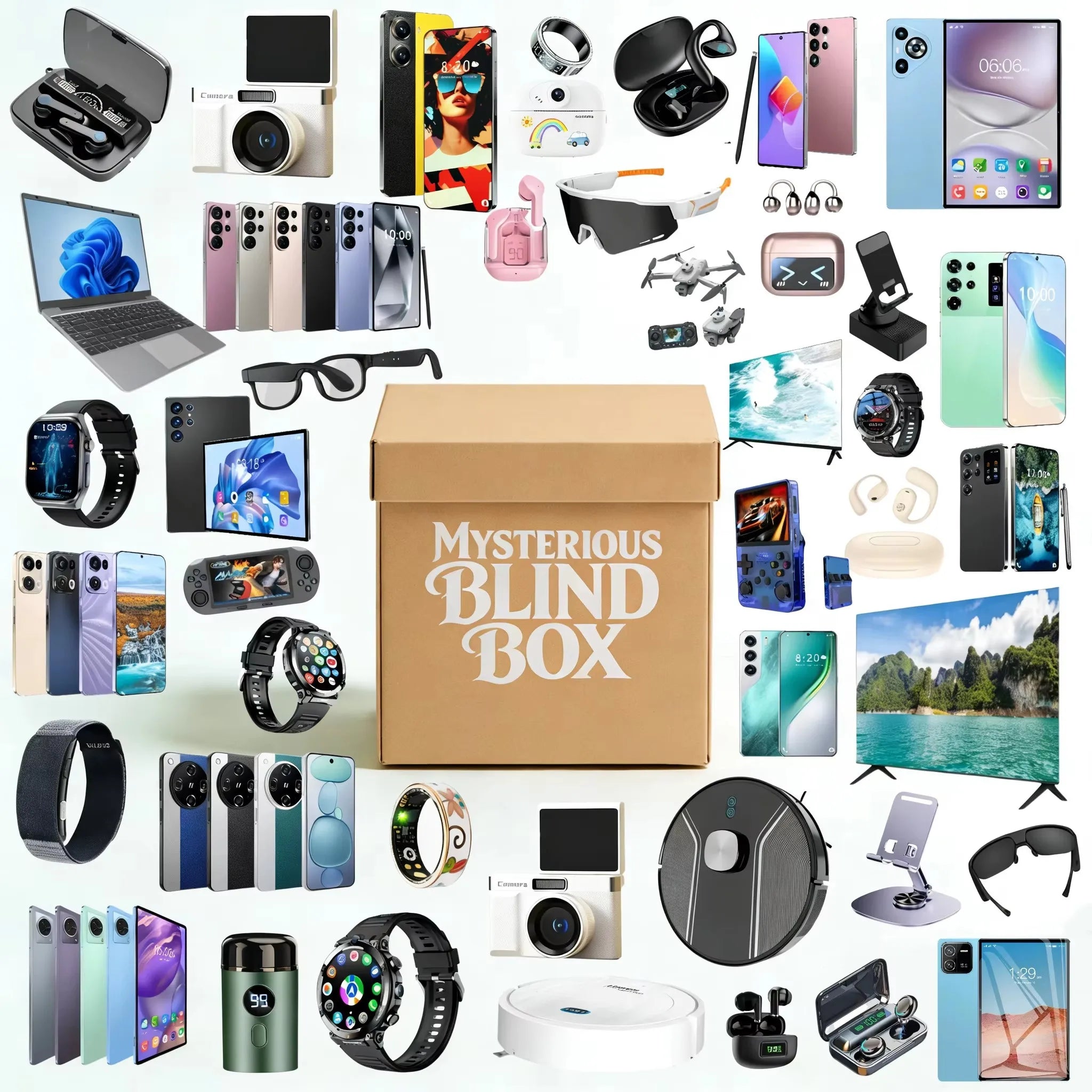 Coffret Mystère Digital 5 Pièces – Cadeau Couple, Électronique, Drône, Téléphone Surprise