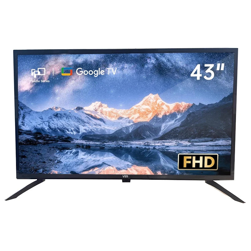 Téléviseur intelligent LED VSTI 43 pouces avec Google et Wi-Fi, 4K Ultra HD, disponible en plusieurs tailles : 32, 43, 50, 65 et 75 pouces.