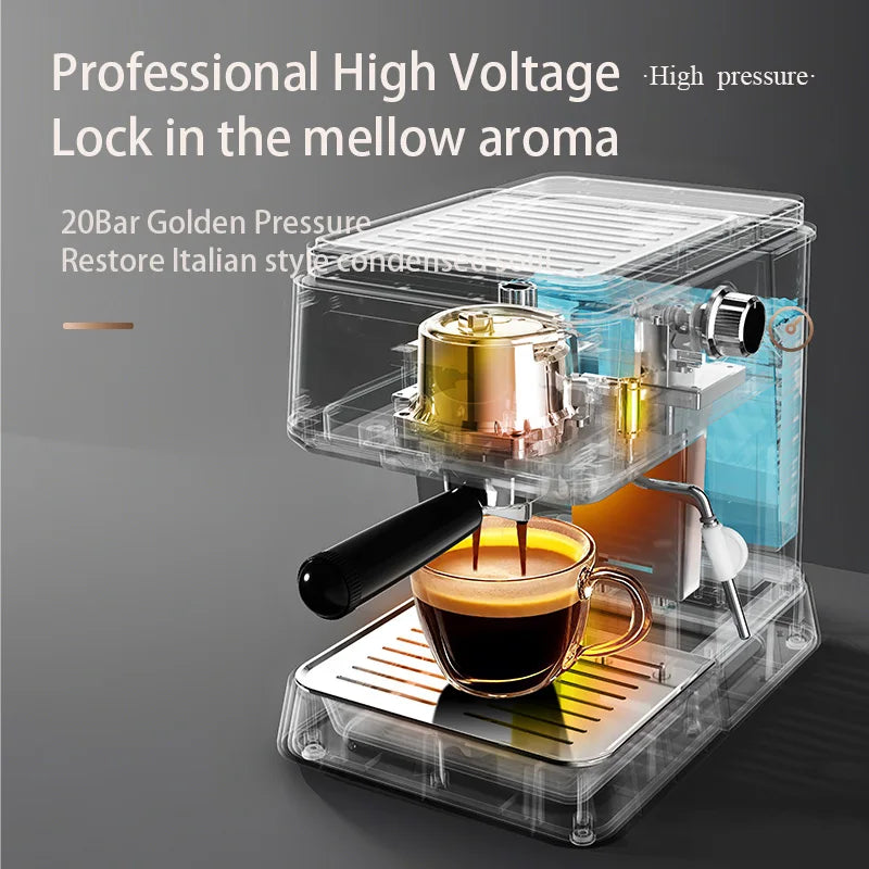 Cafetière Expresso Professionnelle 20 Bars | Machine 2025 avec Mousseur à Lait pour Usage Domestique