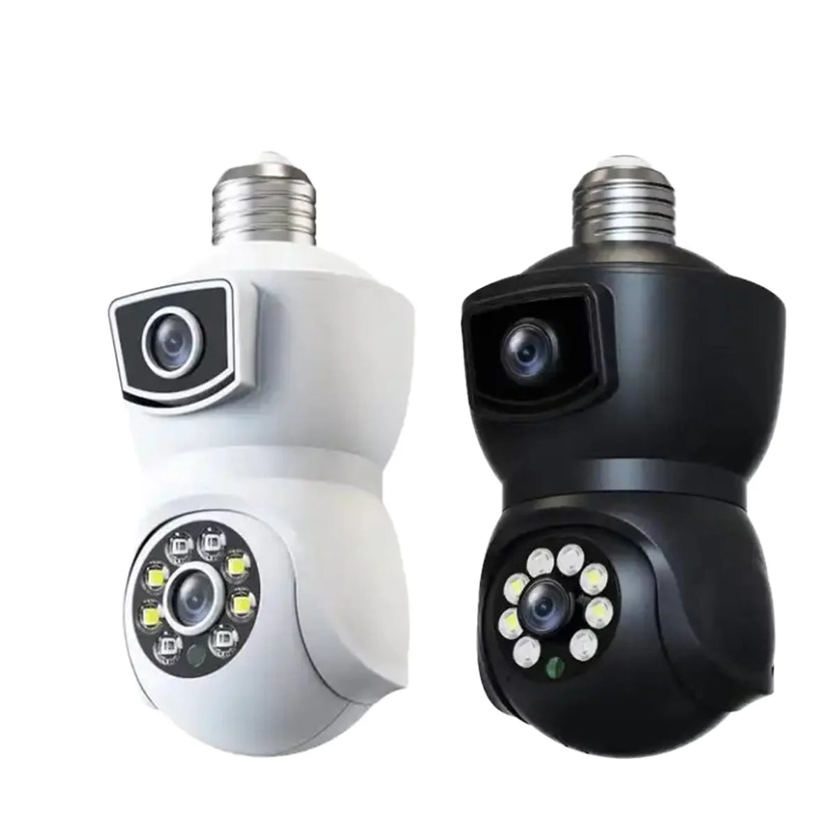 Caméra de vidéosurveillance V380 PRO E9 à double objectif CMOS 1080p avec prise en charge WiFi, carte mémoire et caméra PTZ intégrée à une ampoule.
