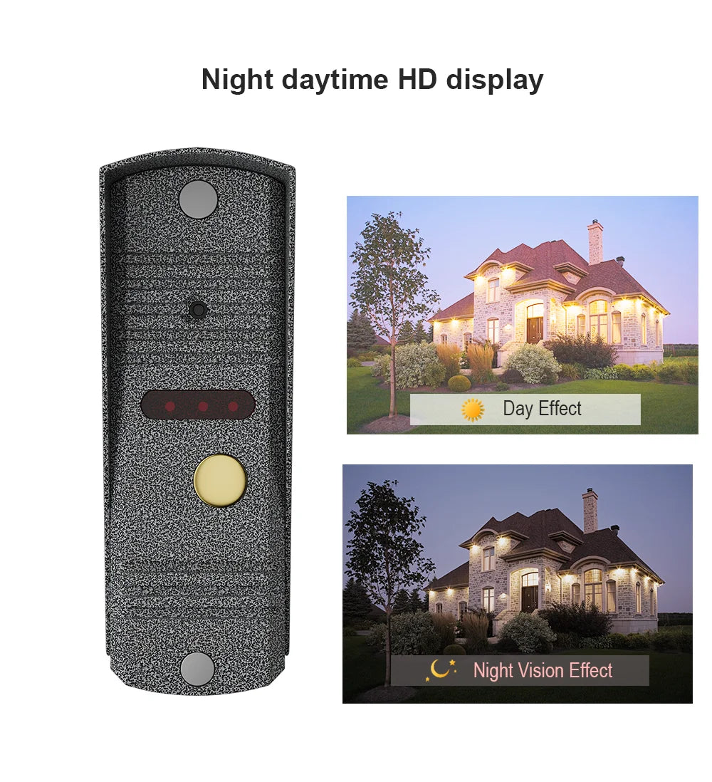 Interphone vidéo de haute qualité pour villa ou appartement, avec moniteur intérieur et interphone IP filaire pour appels résidents.