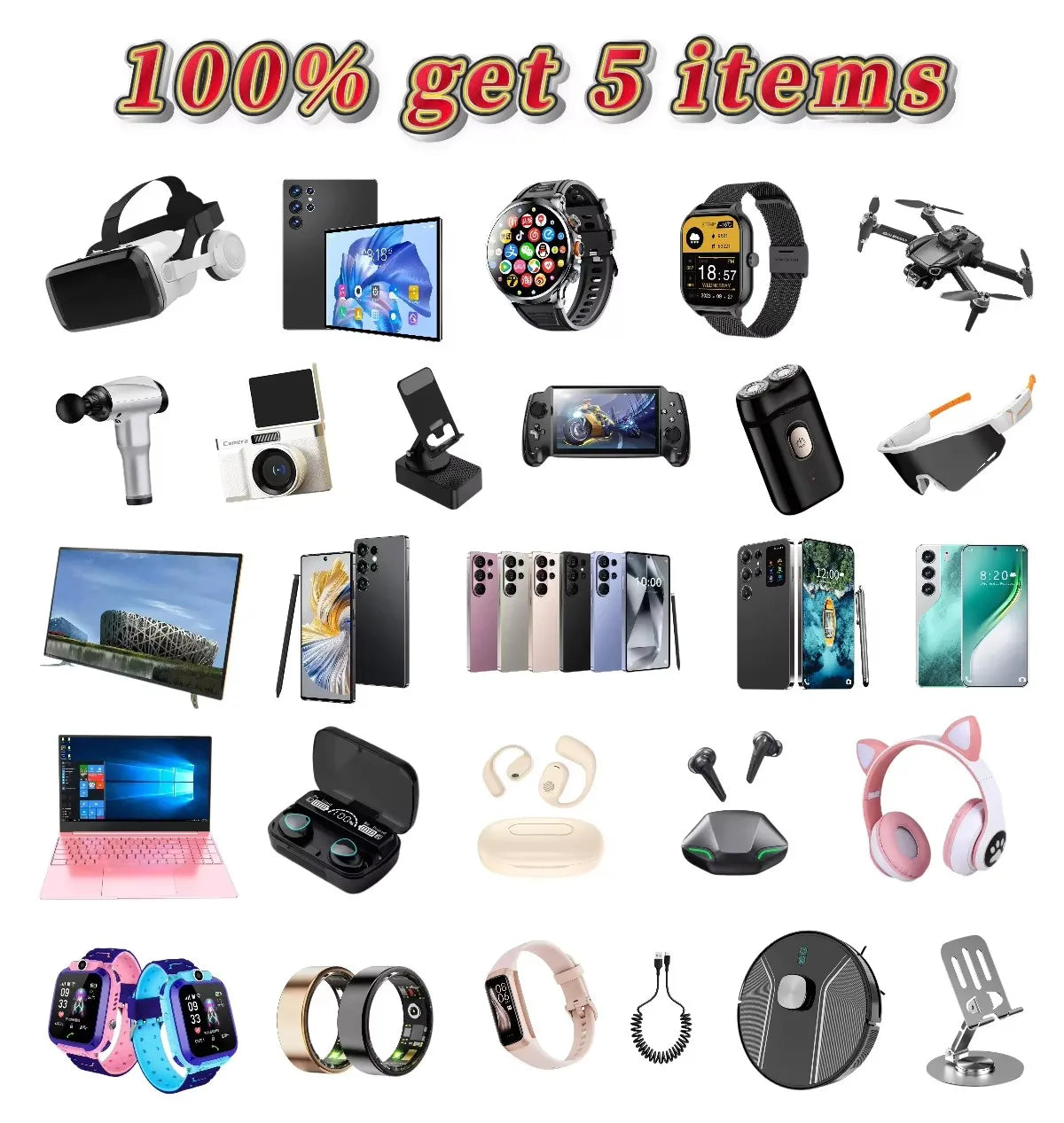 Coffret Mystère Digital 5 Pièces – Cadeau Couple, Électronique, Drône, Téléphone Surprise