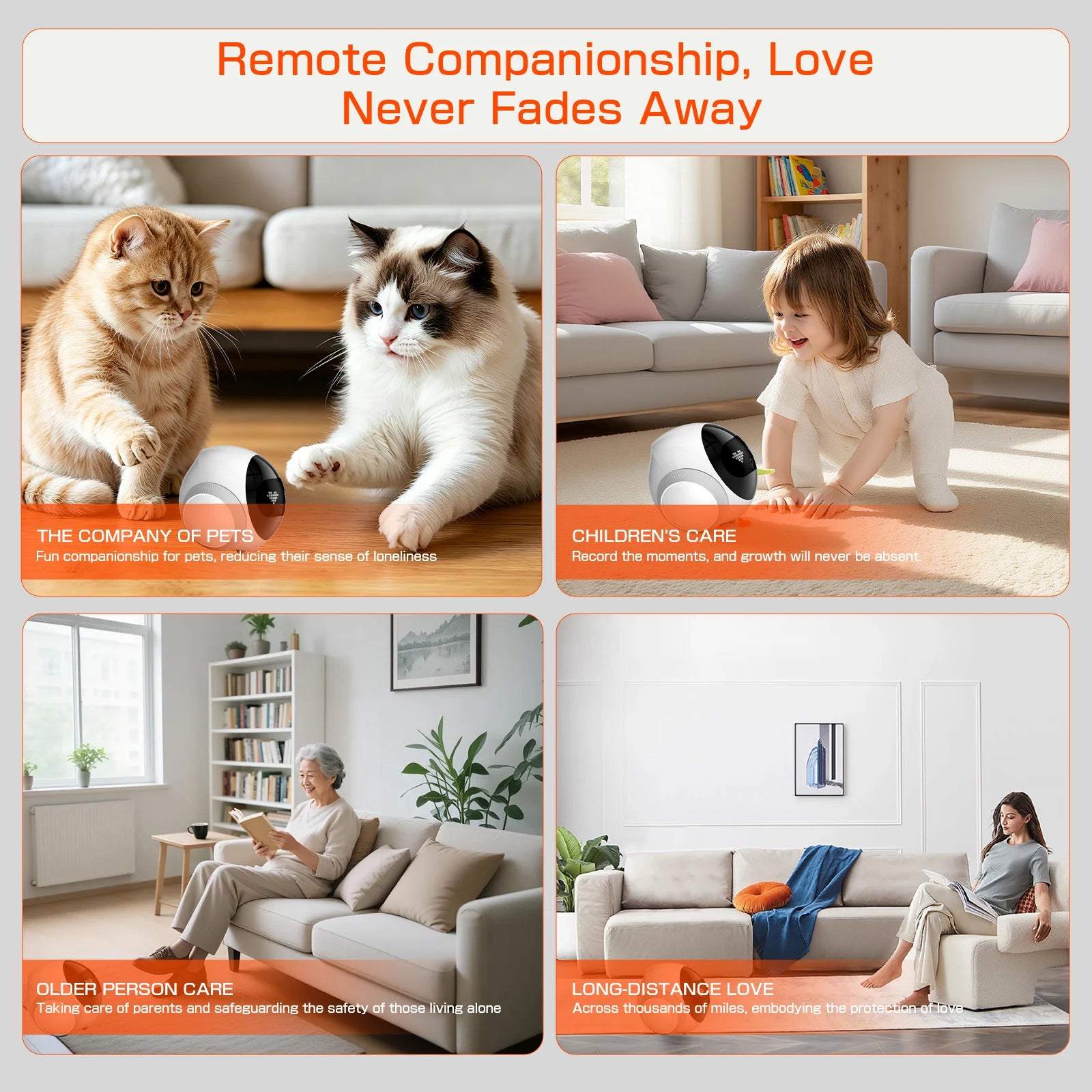 Robot domestique intelligent avec intelligence artificielle, protection et sécurité mobiles à 360°, surveillance des enfants et des personnes âgées, interaction avec les animaux domestiques, jouet laser, contrôle via application, charge automatique