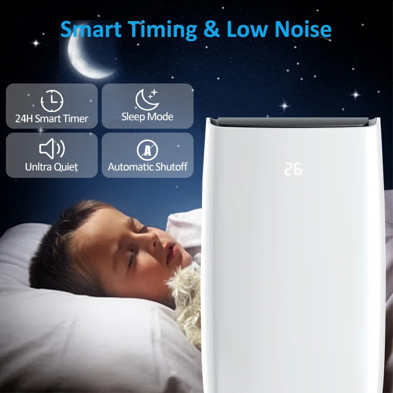 Climatiseur portable 5 en 1 de 12 000 BTU avec déshumidificateur, purificateur d'air UV-C et connexion Wi-Fi intelligente pour la maison