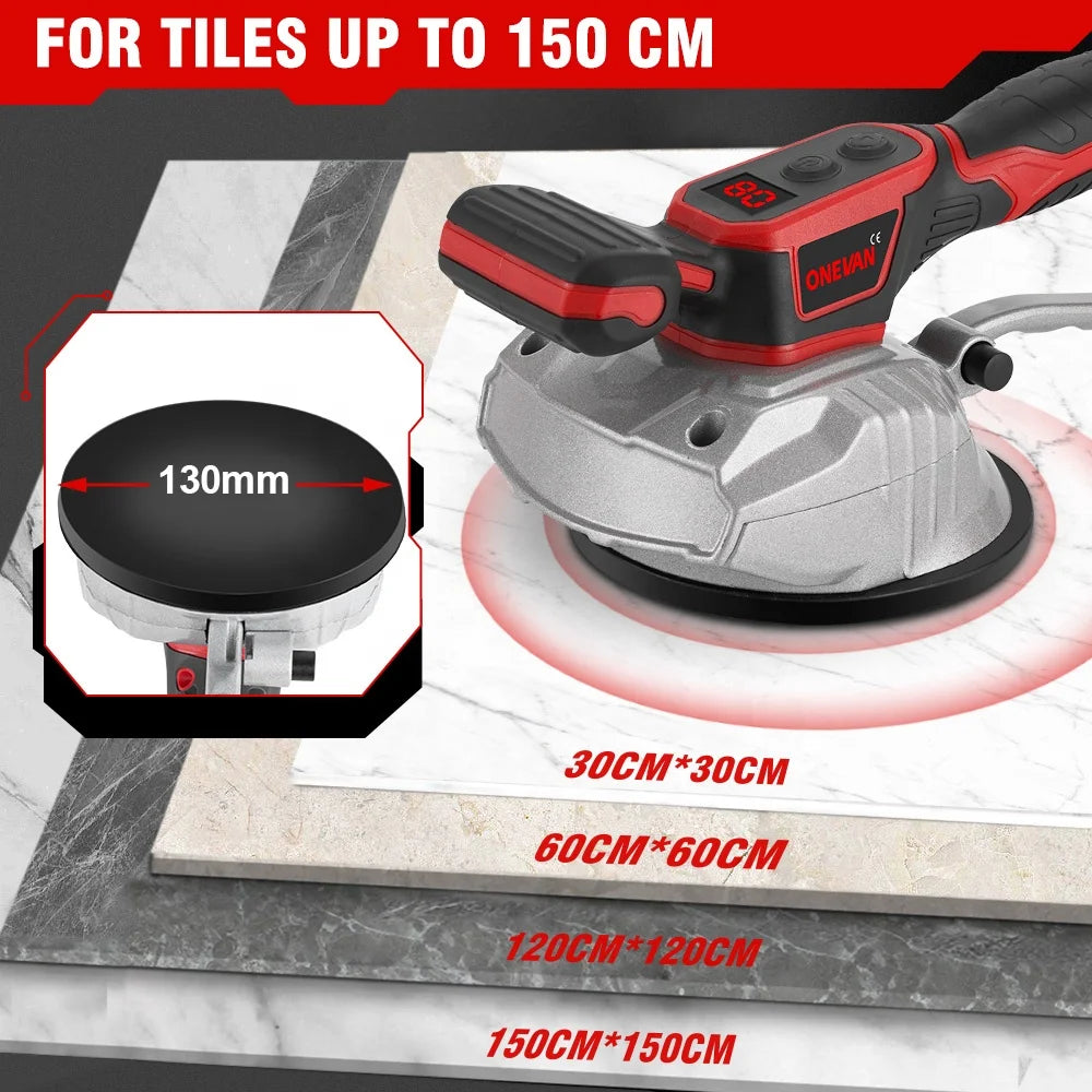 Machine à poser carrelage ONEVAN sans fil 20 V, ventouse 200 kg, 8 vitesses, dalles jusqu'à 150 cm