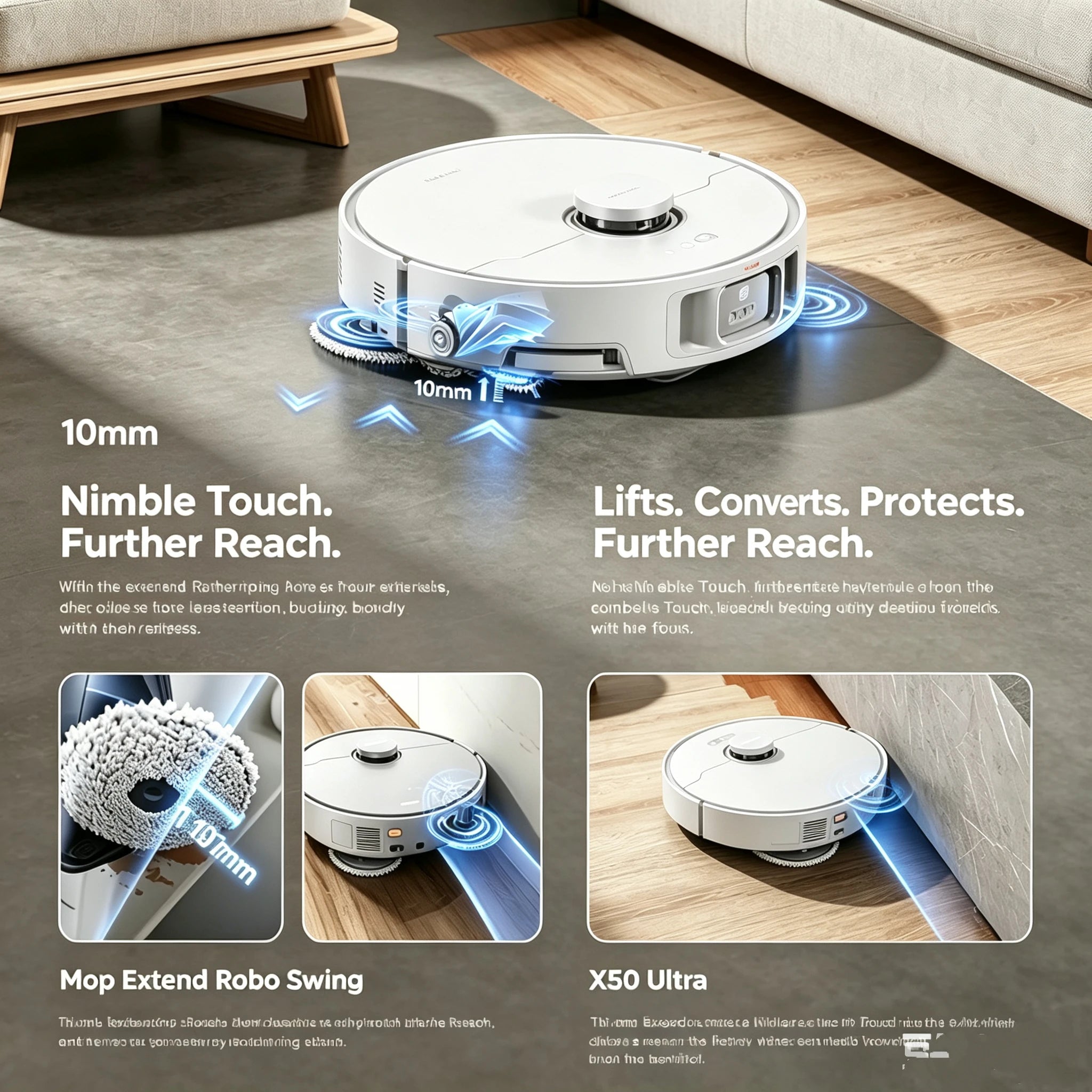 Robot aspirateur Dreame L50 PRO Ultra, 19 500 Pa, navigation LDS+Vslam, autonomie 180 min, sans balais