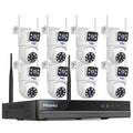 Système de caméra NVR 16 canaux à double objectif 5 GHz avec vision nocturne couleur et caméra de sécurité PTZ sans fil WiFi extérieur