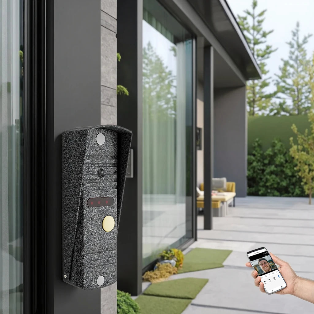 Interphone vidéo de haute qualité pour villa ou appartement, avec moniteur intérieur et interphone IP filaire pour appels résidents.