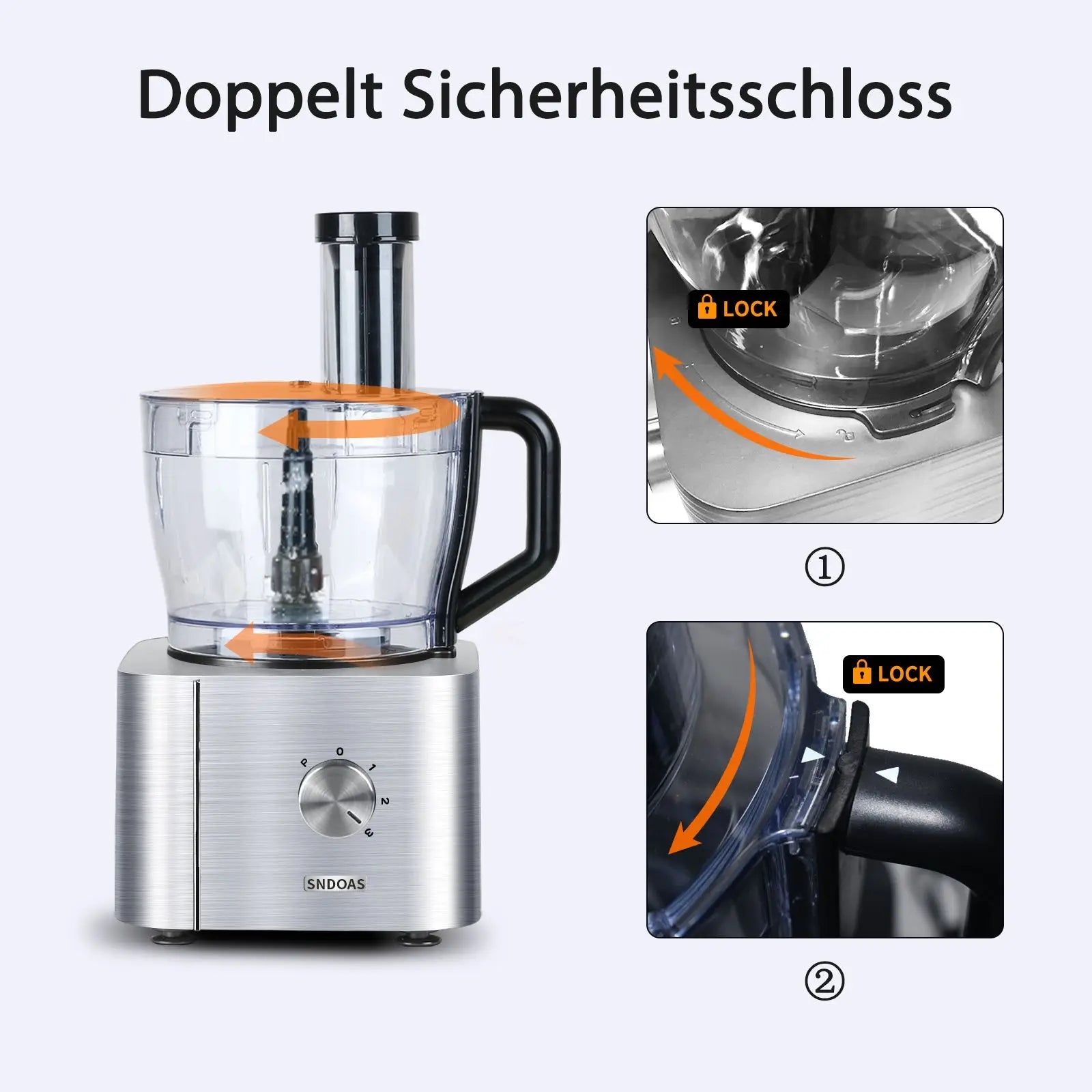 Robot culinaire 11 en 1 avec fonctions de hachage, mélange, pétrissage, broyage, fouettage et extraction de jus, 1100 W