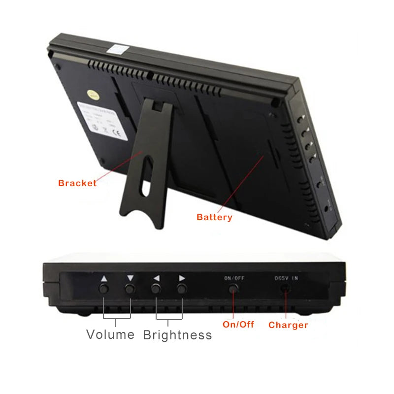 Interphone vidéo sans fil 2,4 GHz avec écran couleur TFT 7 pouces et fonction d'appel et de déverrouillage.