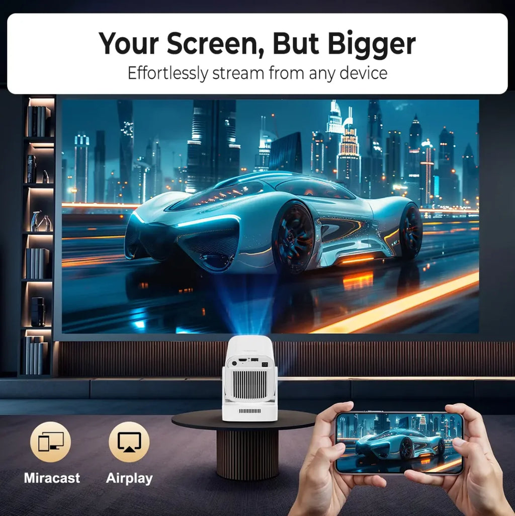 Projecteur LONNST HY260pro – Résolution native 1080p, 4K, Android 13, 300 lumens et Wi-Fi