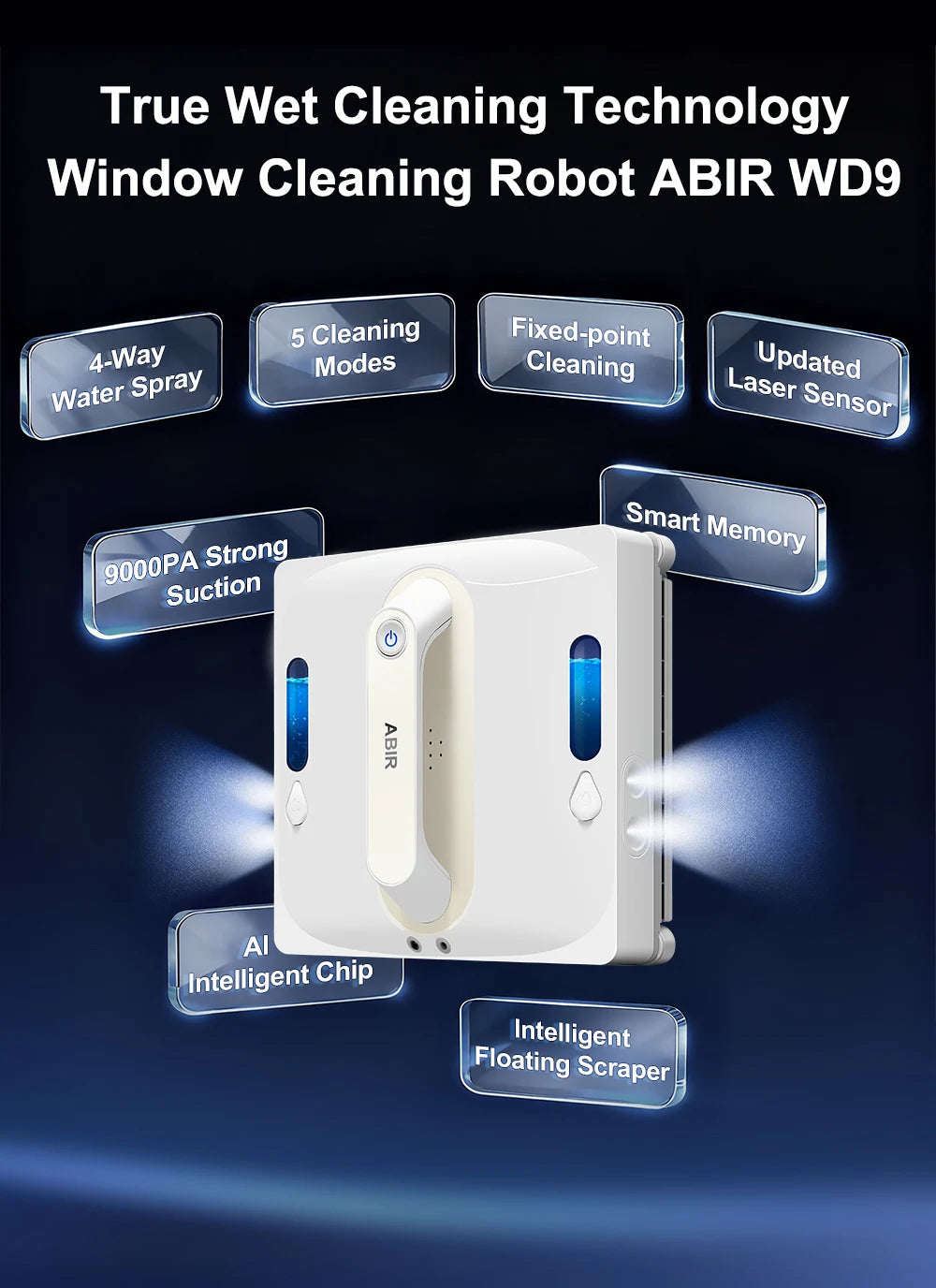 Robot nettoyeur de vitres rechargeable pour une longue durée de fonctionnement
