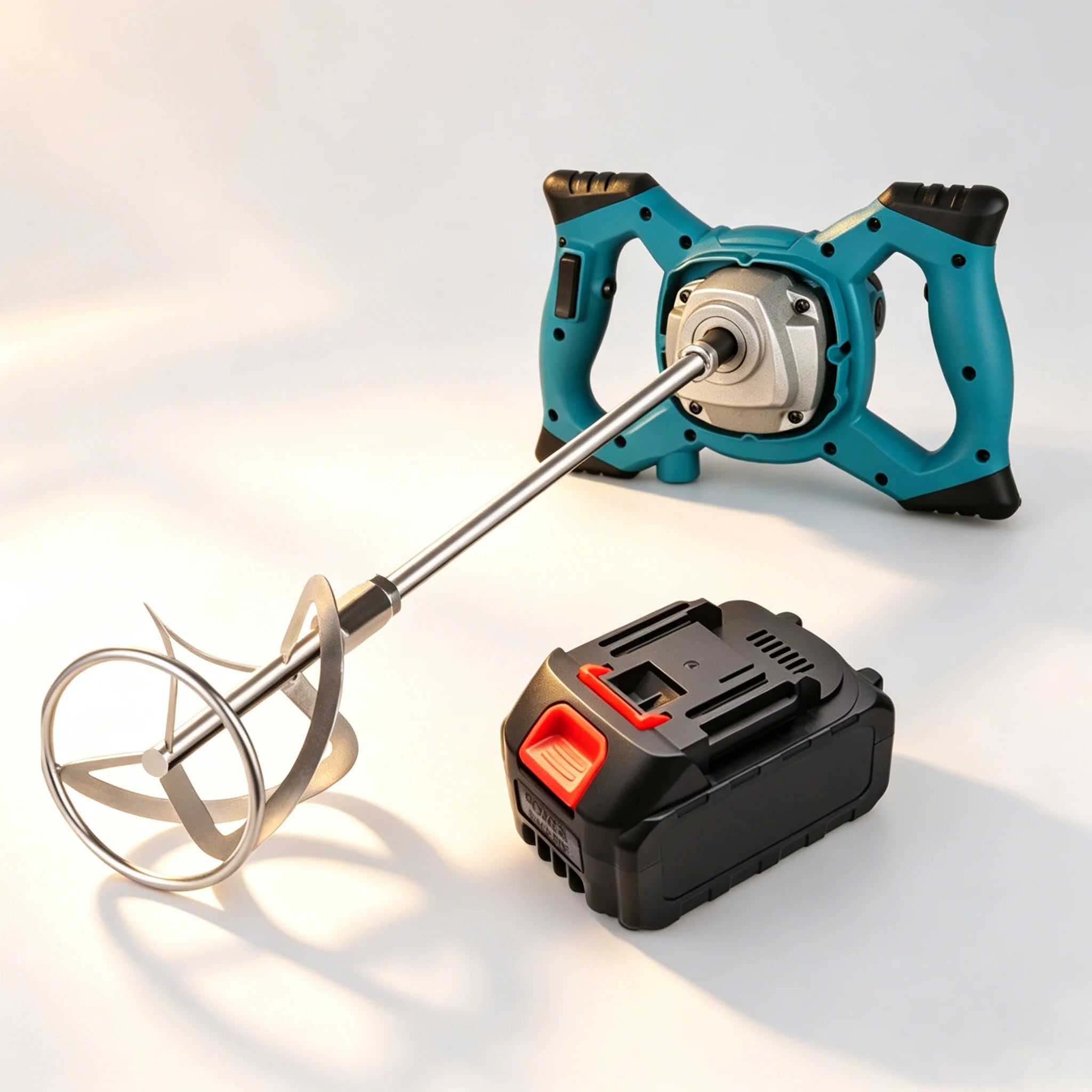 Mélangeur portatif sans fil 21 V avec batterie au lithium pour ciment, mortier, mastic, béton - Outil électroportatif industriel