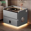 Table de Nuit Luxe Wayon – Charge Sans Fil, Enceinte BT, 2 Tiroirs & Verrou Empreinte