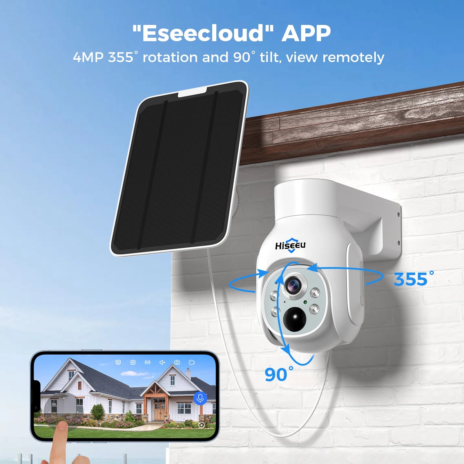 Kit solaire WiFi Hiseeu WK-10V, NVR 10 canaux, 4 caméras, H.265, reconnaissance faciale