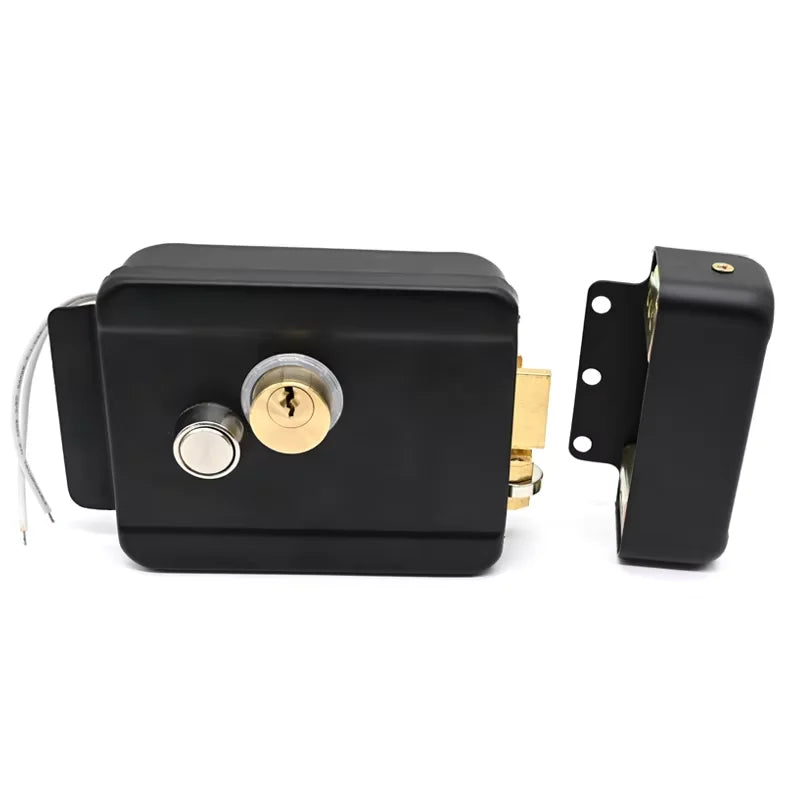 Serrure de porte électrique à double cylindre haute sécurité, compatible avec les clés intelligentes pour la maison connectée (intérieur/extérieur), 12 V.