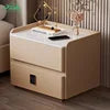 Table de Nuit Luxe Wayon – Charge Sans Fil, Enceinte BT, 2 Tiroirs & Verrou Empreinte