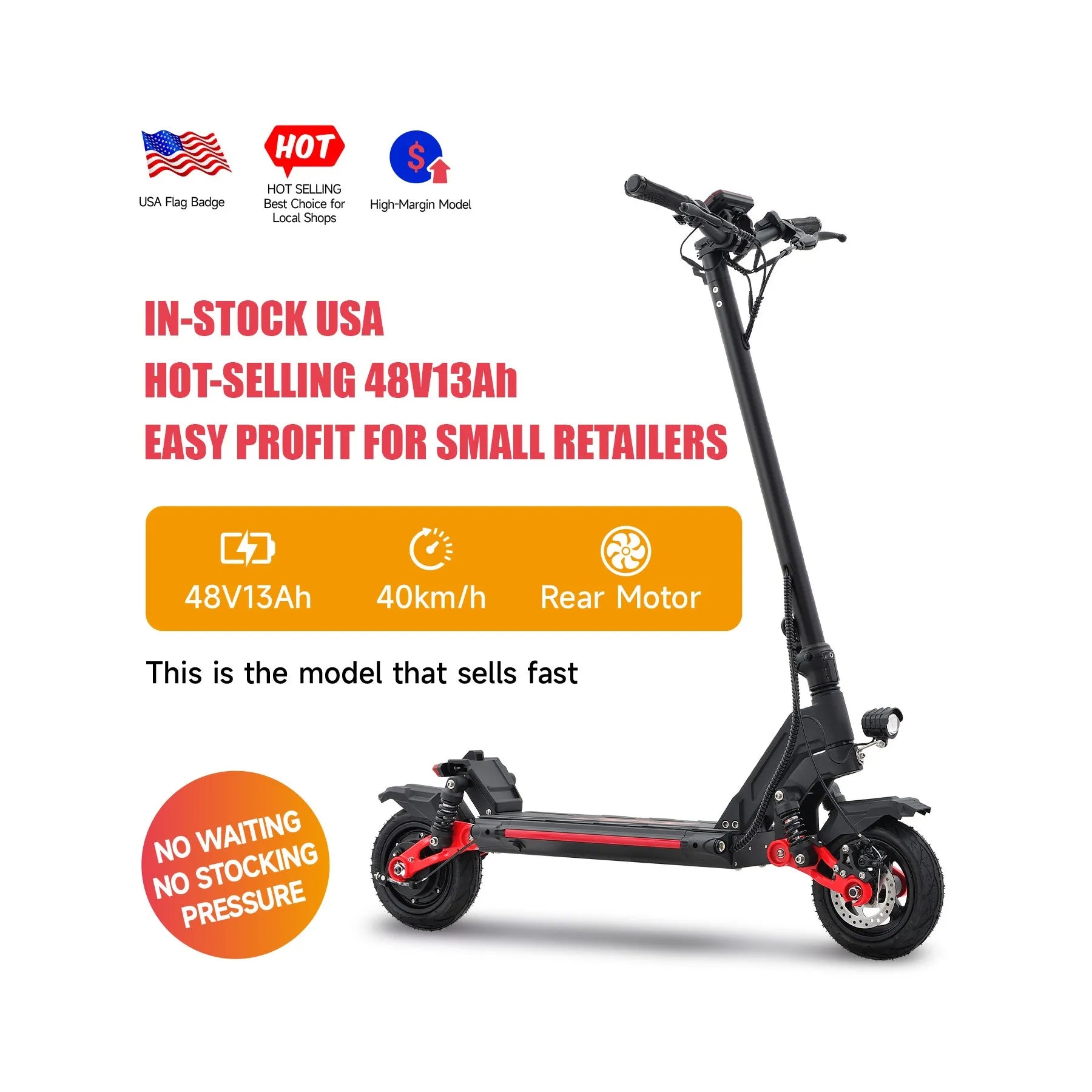 Trottinette électrique pliable 500 W, prise US, suspension intégrale, alliage d'aluminium, 48 V, 13 Ah, capacité de charge de 100 kg, haute performance, livraison rapide