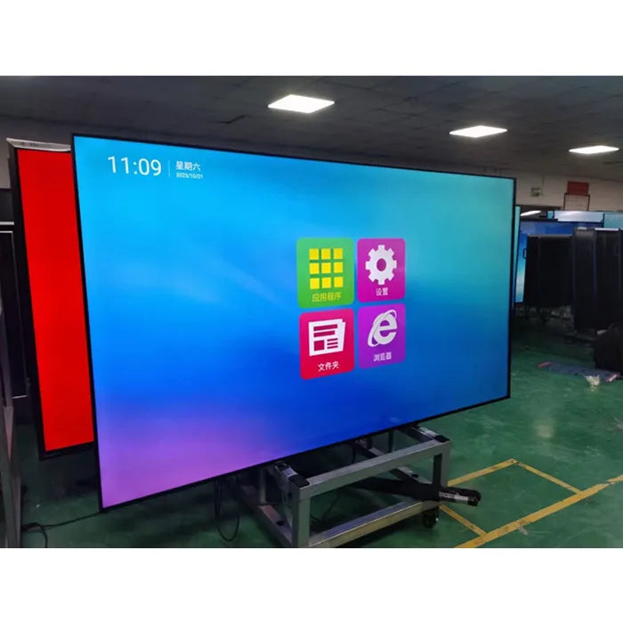 Grand écran LCD 4K 86/98 pouces (3840 x 2160) avec tableau blanc interactif tactile, idéal pour les réunions et l'éducation.