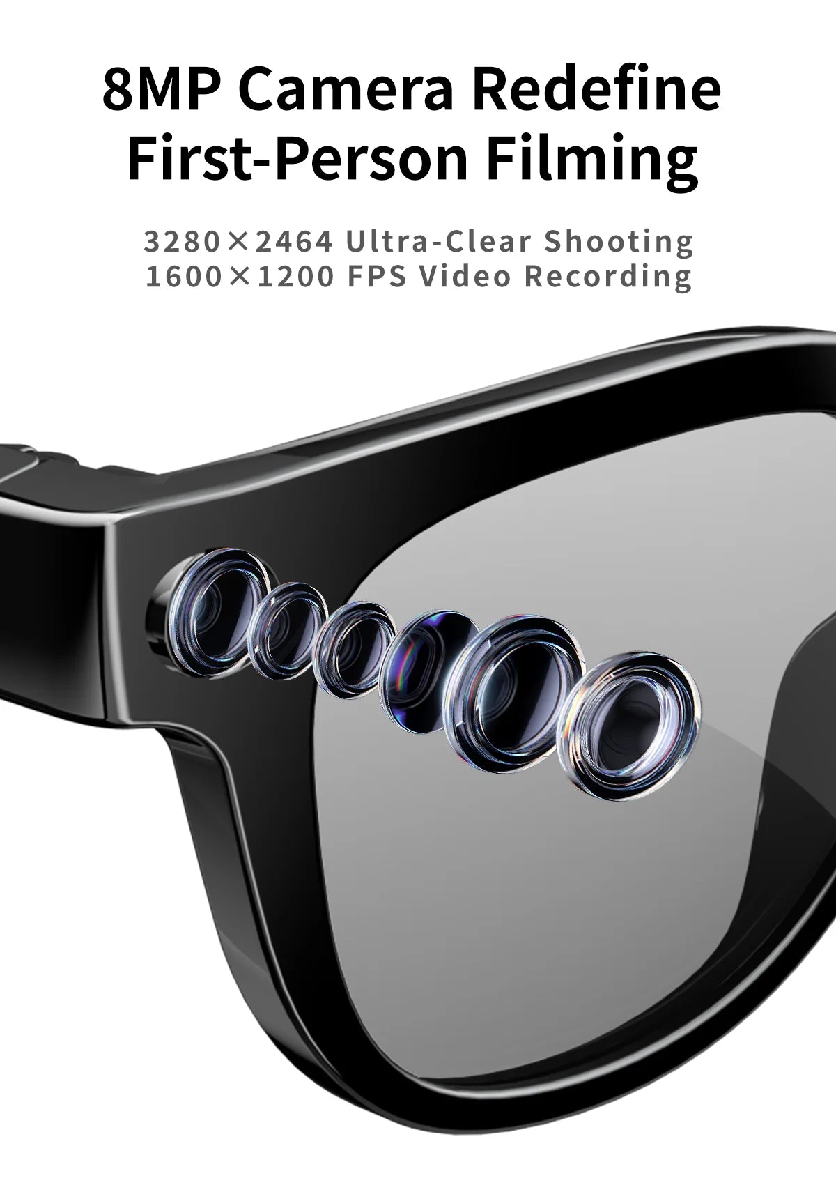 Lunettes IA MT3 2026 – Caméra 8MP, Assistant Vocal & Traduction WiFi | Sport