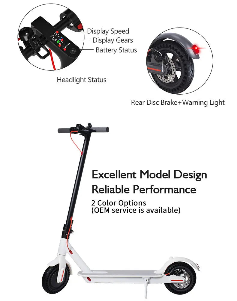 Trottinette électrique à deux roues 2026 Fw-023 350 W - Boîtier pliable 8,5 pouces en alliage d'aluminium - Batterie lithium étanche - Charge maximale 120 kg