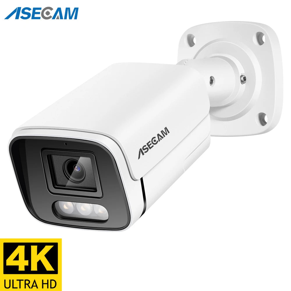 Caméra IP bullet ASECAM 8 MP, PoE, IP67, H.265, vision nocturne couleur, CE, extérieur