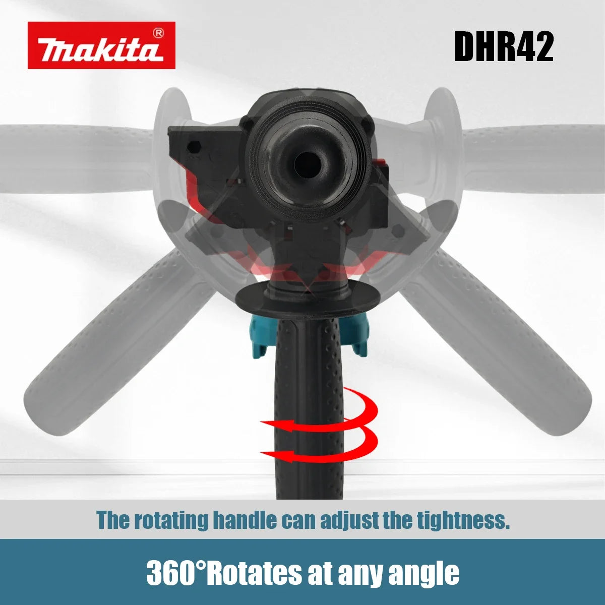 Marteau perforateur Makita DHR242 18V d'origine : faibles vibrations (13,5 m/s²), utilisation confortable pour les longues séances de perçage.