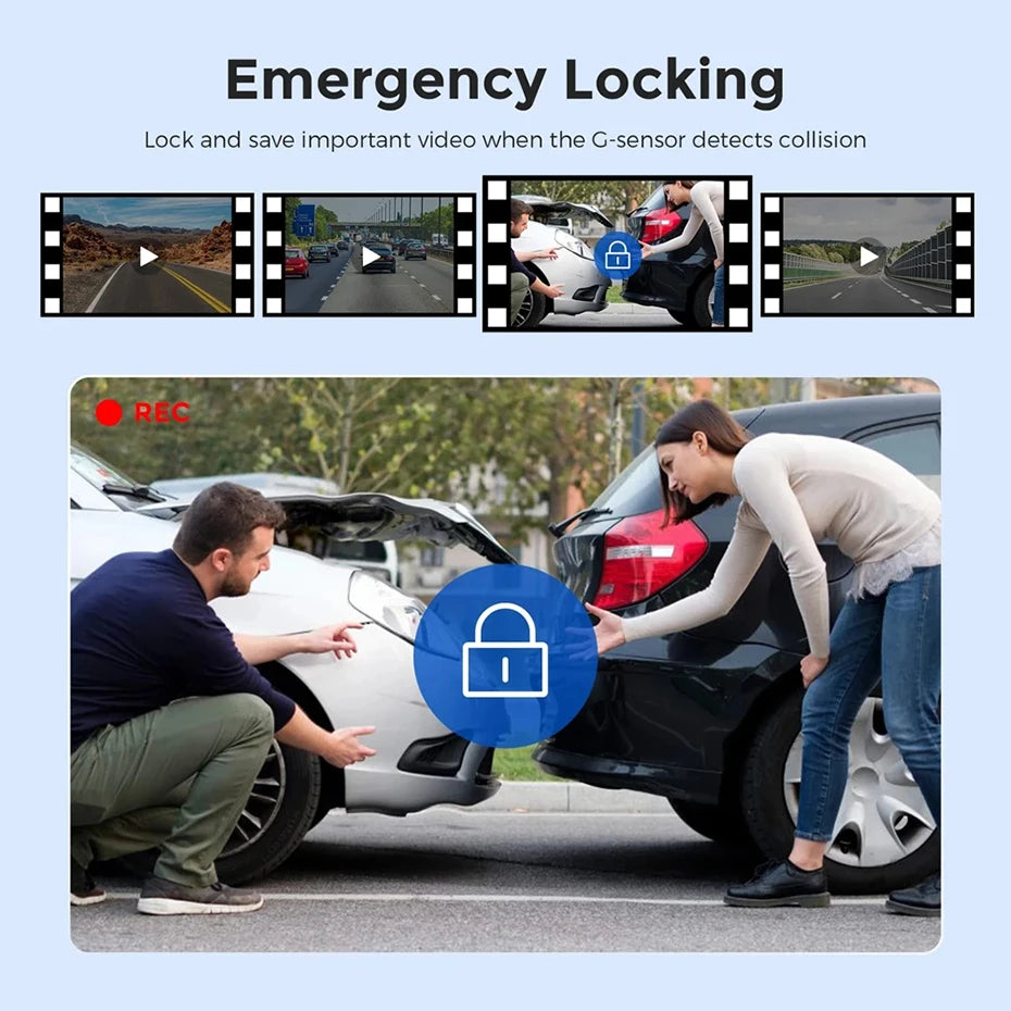 Caméra embarquée 4K UHD pour voiture, double objectif avant et arrière, GPS, Wi-Fi, mode parking 24h, vision nocturne, enregistreur vidéo DVR.