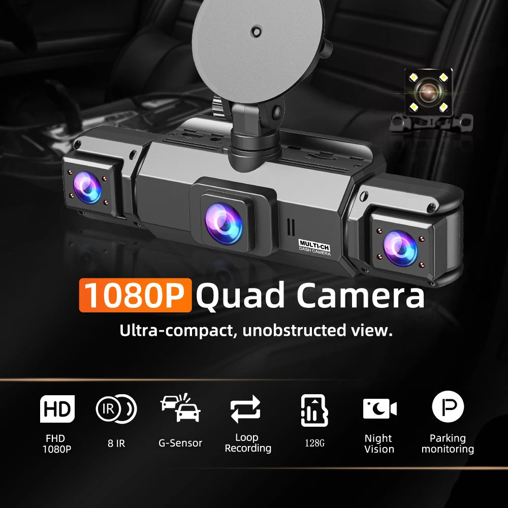 Caméra embarquée GMAIPOP WiFi 4 canaux 1080p, capteur Sony IMX307, vision nocturne, enregistrement en boucle